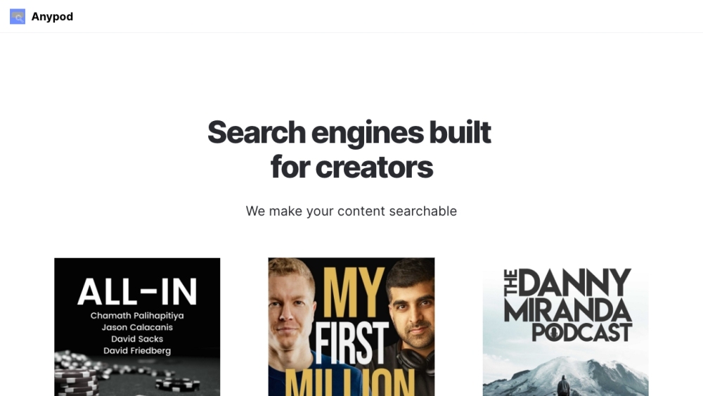 Anypod: Website Builder & Search Engine for Content Creators