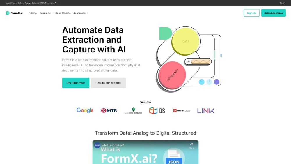 FormX.ai: AI Document Extraction & Data Conversion Technology