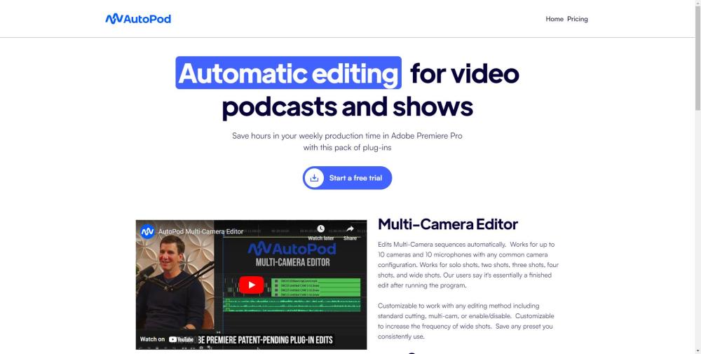 AutoPod: Premiere Pro Plug-ins for Automatic Video Podcast Editing