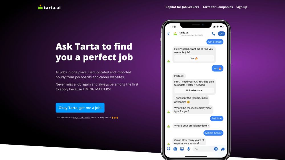 Tarta: AI Job Search Platform & Personal Assistant ChatGPT