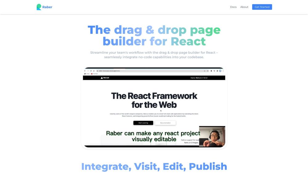 Raber: AI No-Code Builder for Stunning, Pro-Grade React Pages