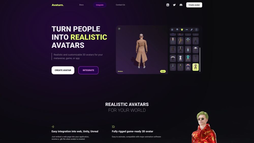 Avaturn: Create Realistic 3D Avatars from Selfies, Export for Games & Apps