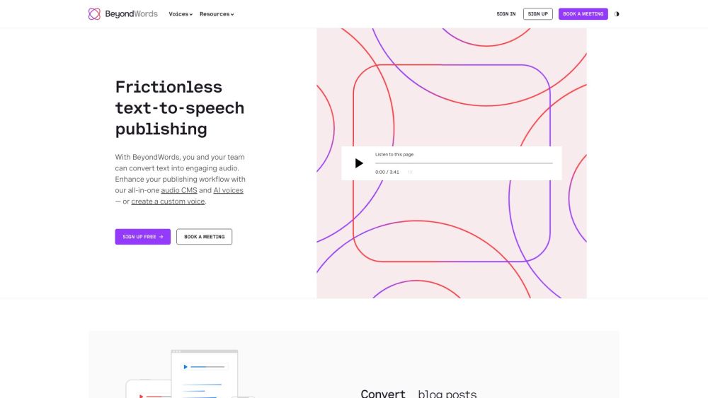 BeyondWords: Convert Text to Audio with AI Voices & All-in-One CMS