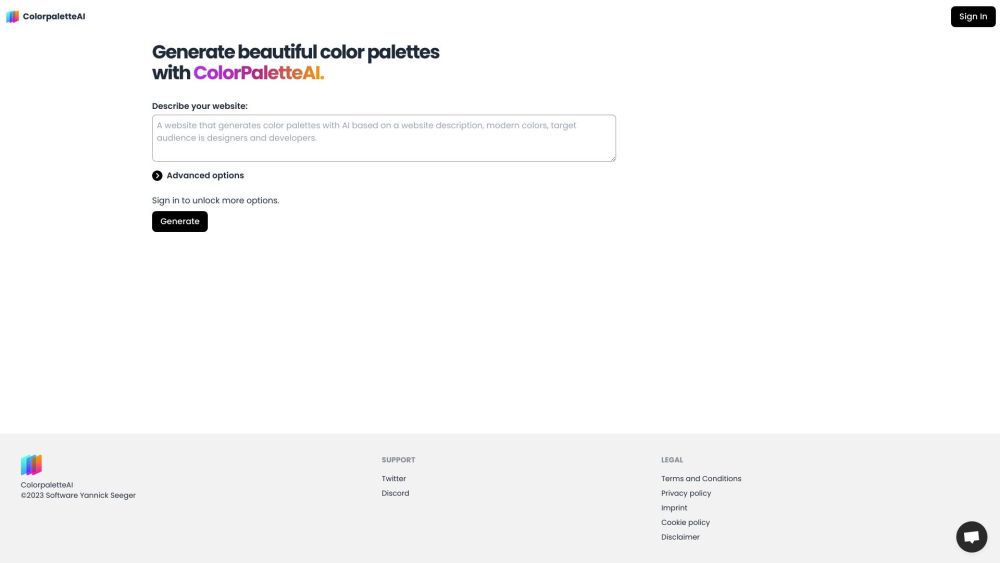 ColorpaletteAI: AI-Powered Tool for Stunning Website Color Palettes