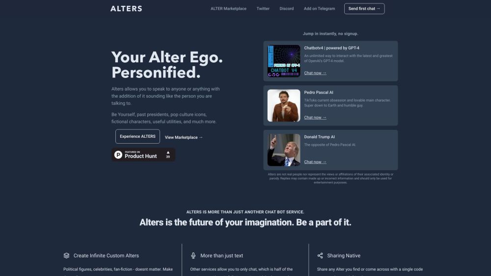 ALTERS: AI Platform to Capture & Replicate Imagination & Personality