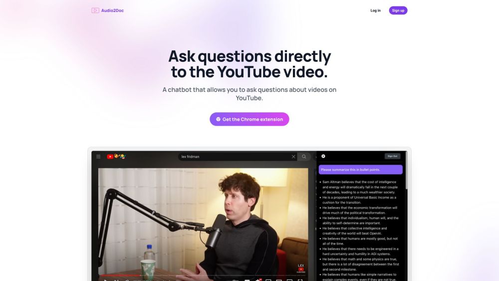 Audio2Doc: Chrome Extension for Chatbot Questions During YouTube Videos