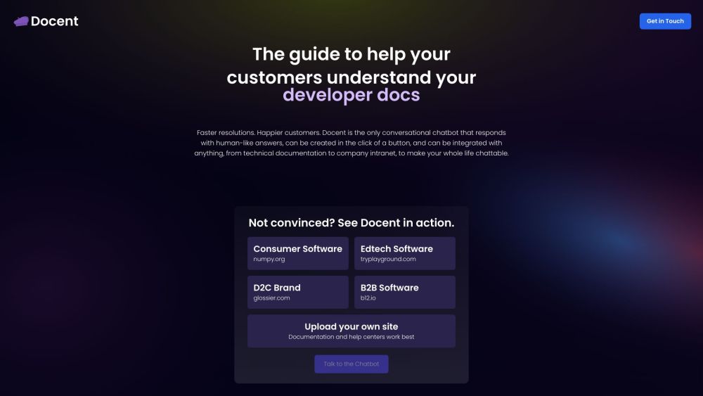 Docent: Easy Chatbot for Efficient and Human-Like Customer Communication