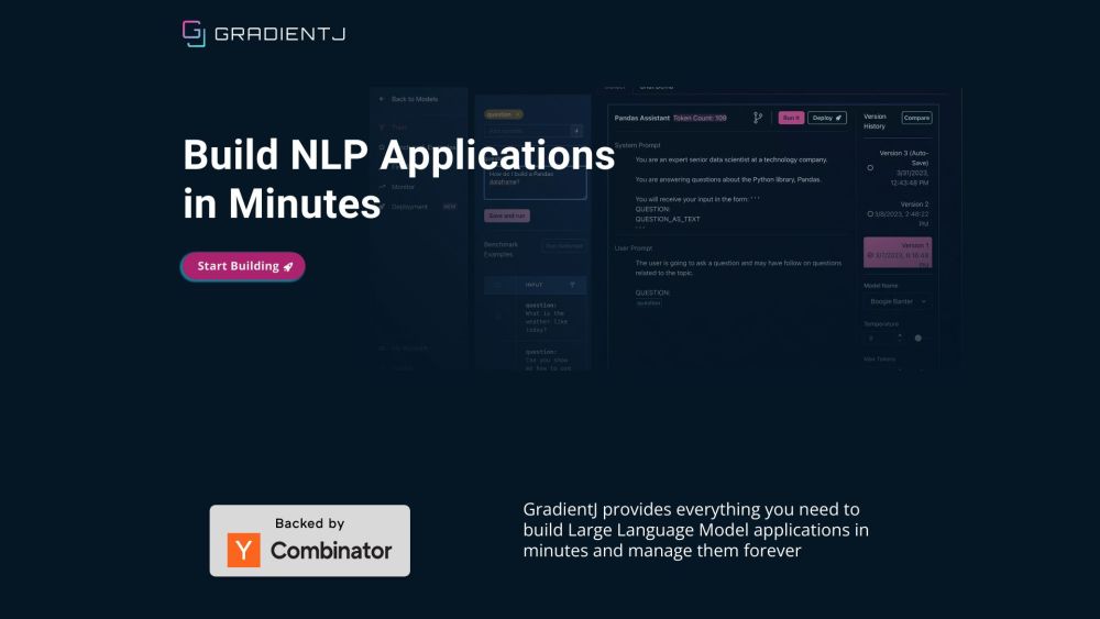 GradientJ - Build NLP Fast: Test, Deploy & Manage Large Language Models