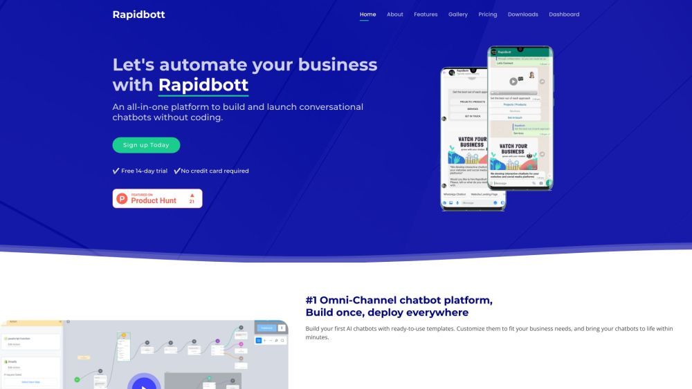 Rapidbott: Build & Launch Chatbots, No Coding, Automate Customer Support