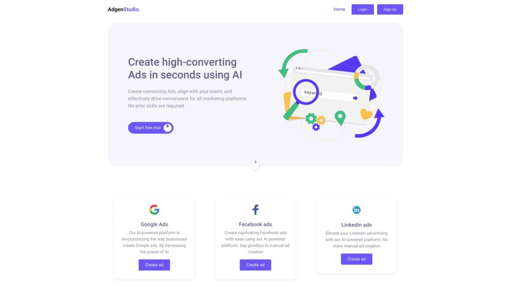 Adgen Studio - AI for Ads: Automate Google, Facebook & LinkedIn Ads Effortlessly