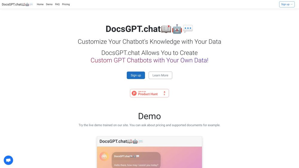 DocsGPT.chat📖🤖💬 : Custom GPT Chatbots, Data Integration, API Use