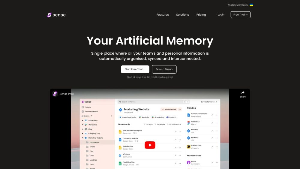 Sense: Artificial Memory Tool for Organized, Synced Teamwork