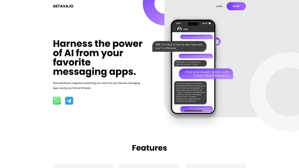 AVA | AI: Smart Living - Integrates Seamlessly into Messaging Apps