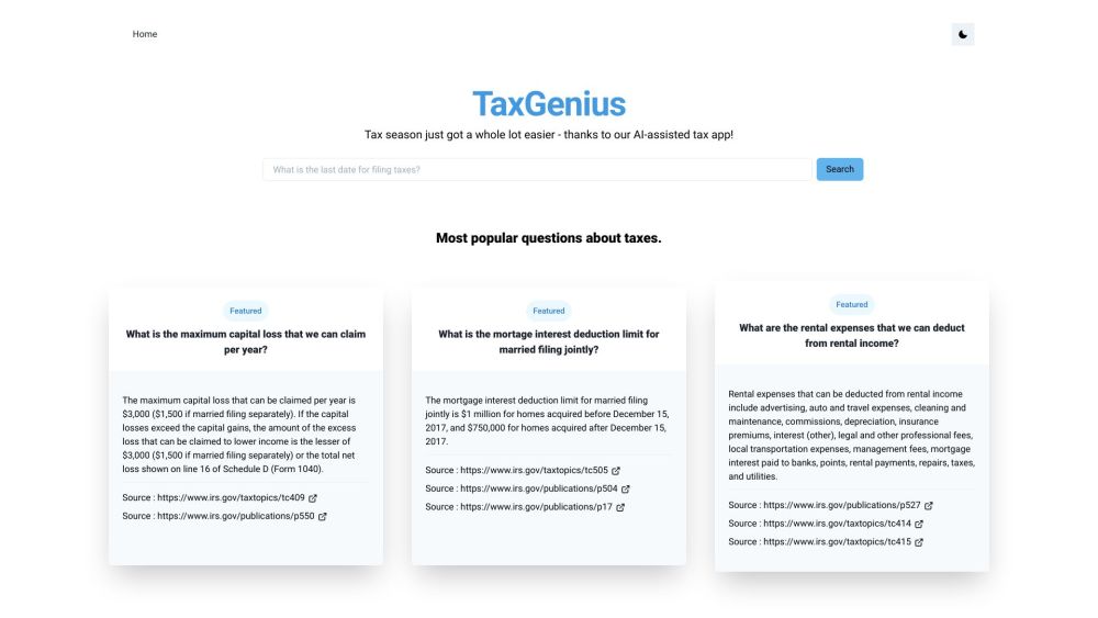 TaxGenius: AI-Assisted Tax App for Easy Filing and Quick Answers