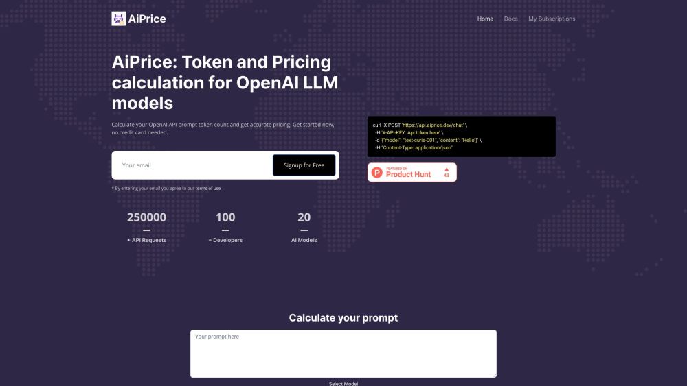 AiPrice - AI Token Pricing Calculator API : Estimate OpenAI API Costs