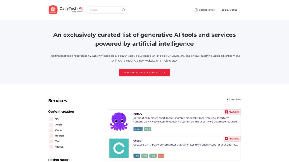 Daily Tech AI: Curated Generative AI Tools for Content & Coding