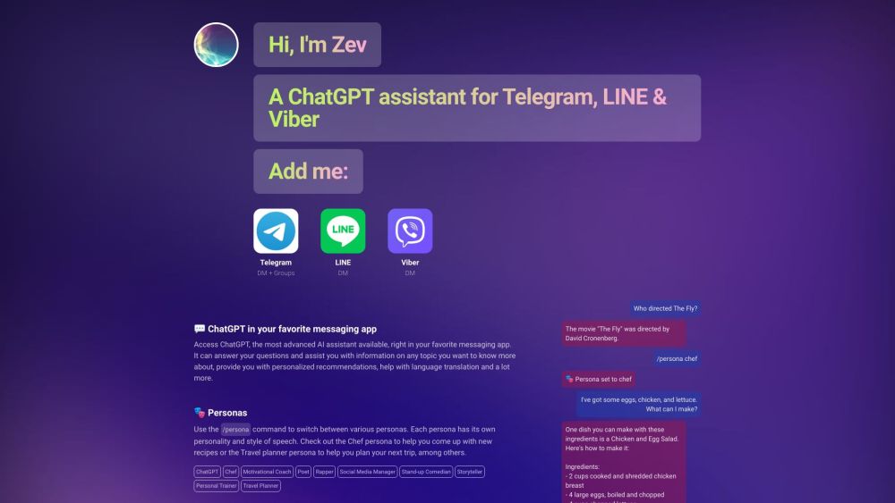 Zev - ChatGPT for Apps: AI Assistant, Translator, Personal Advisor