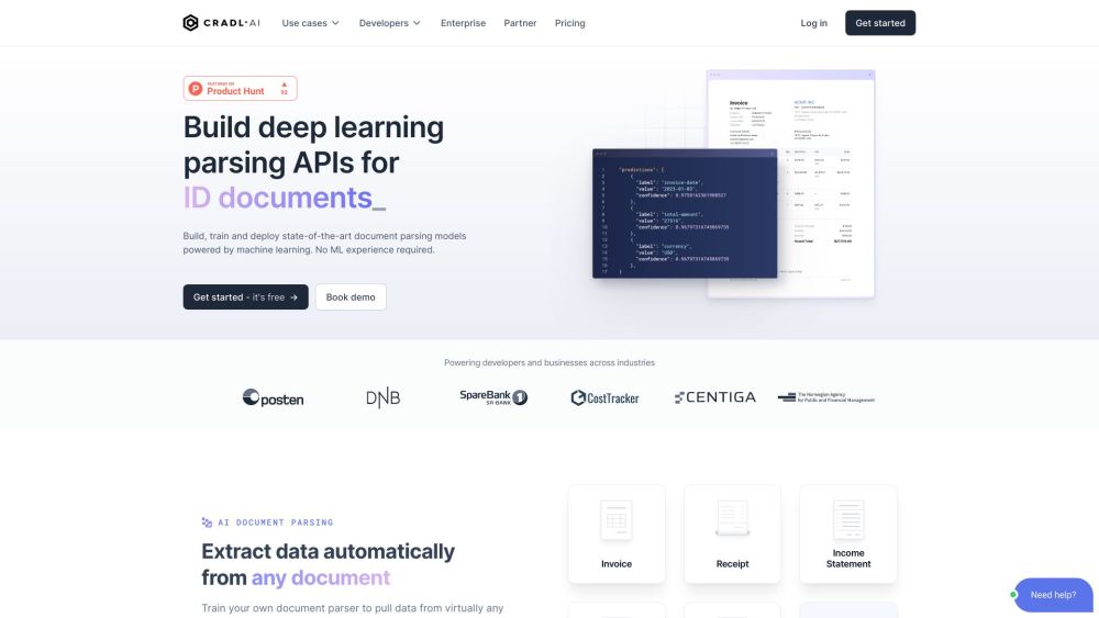 Cradl AI: Advanced Data Capture & Deep Learning Document Parsing