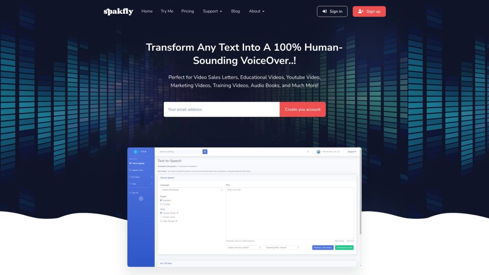 Spakfly: Transform Text to 100% Human-Sounding Voiceovers for All Needs