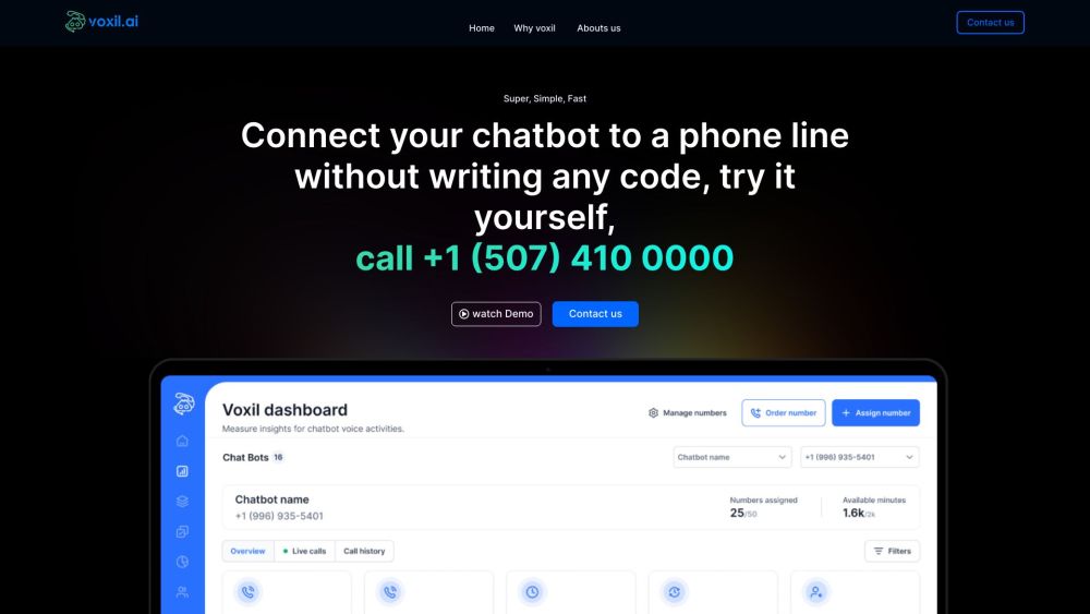 Voxil: No-Code Phone Number Chatbot Platform for Easy Interactions