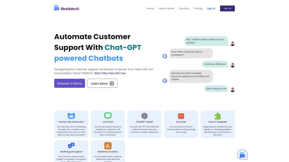 Babble AI: Chatbot Creator Using GPT, AI, NLP for Engagement