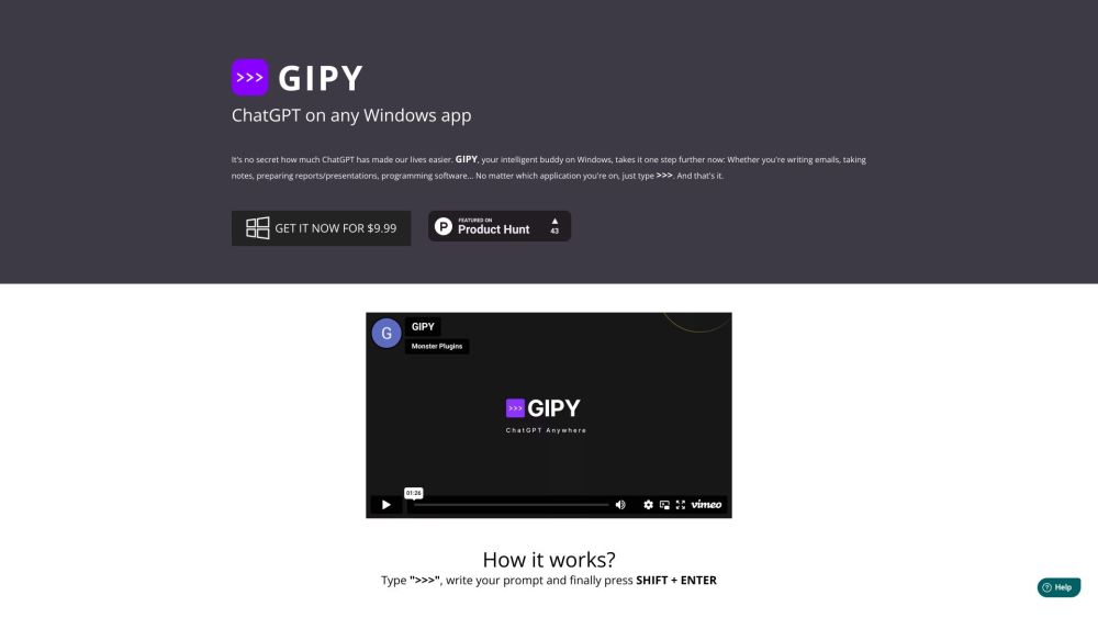 GIPY - Use ChatGPT On Any Windows App : Seamless Integration