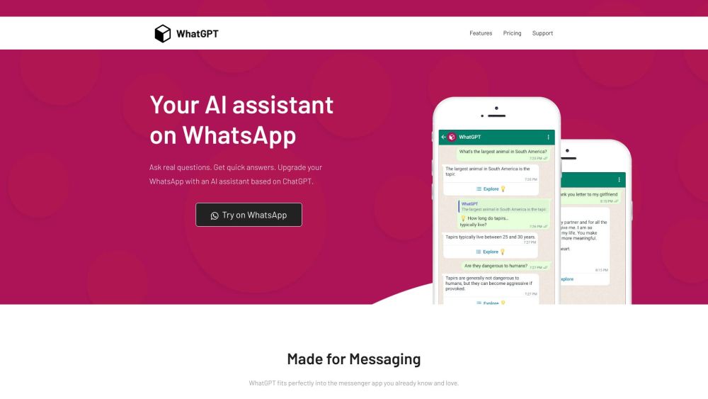 WhatGPT: Free AI Assistant for WhatsApp – Pricing, Reviews, Features