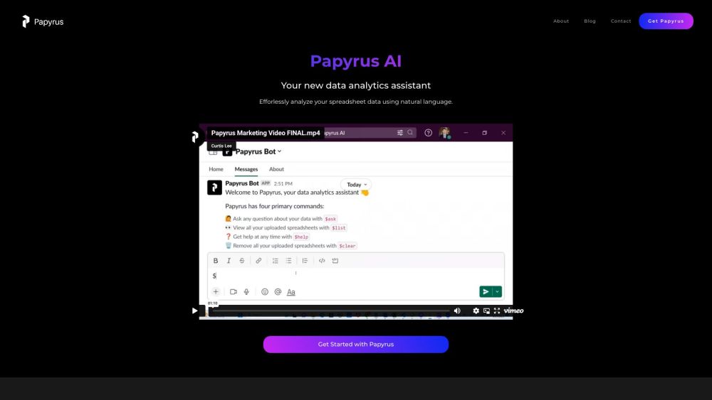 Papyrus AI: Slack Chatbot for Easy Data Analysis Using Plain English