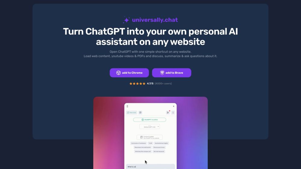 Universally: Use ChatGPT Anywhere to Summarize Articles, Videos, PDFs