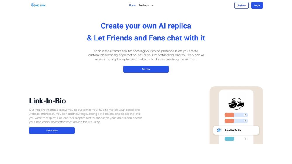 Sonic: AI Agent Creation, Custom Landing Pages, Engaging Chatbots