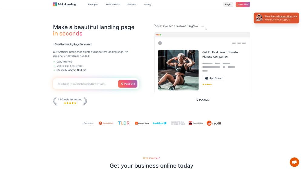 MakeLanding: AI-Powered Pages, Unique Logos & Instant Selling Copy