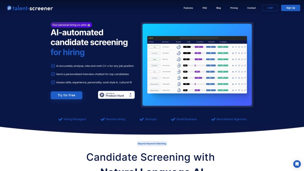 Talentscreener: AI-Automated, Data-Driven Candidate Screening Platform