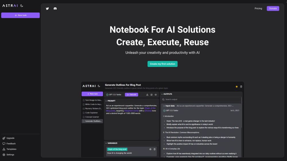 Astrai: AI Notebook Platform & All-in-One Models for Daily Tasks