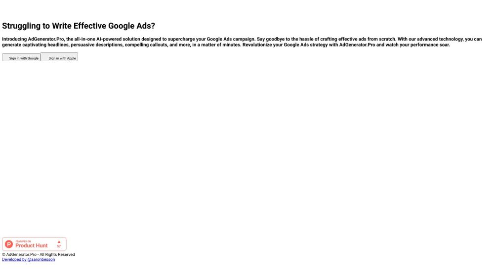 AdGenerator.Pro: AI-Powered Solution for Effortless Google Ads Creation