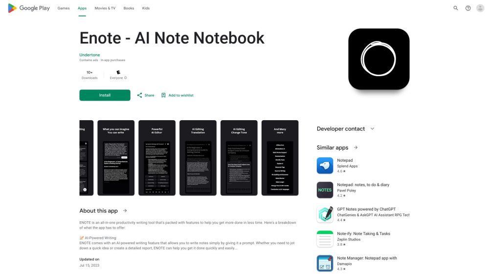 Enote: AI Note-Taking, Summarization, Translation, Grammar, Offline