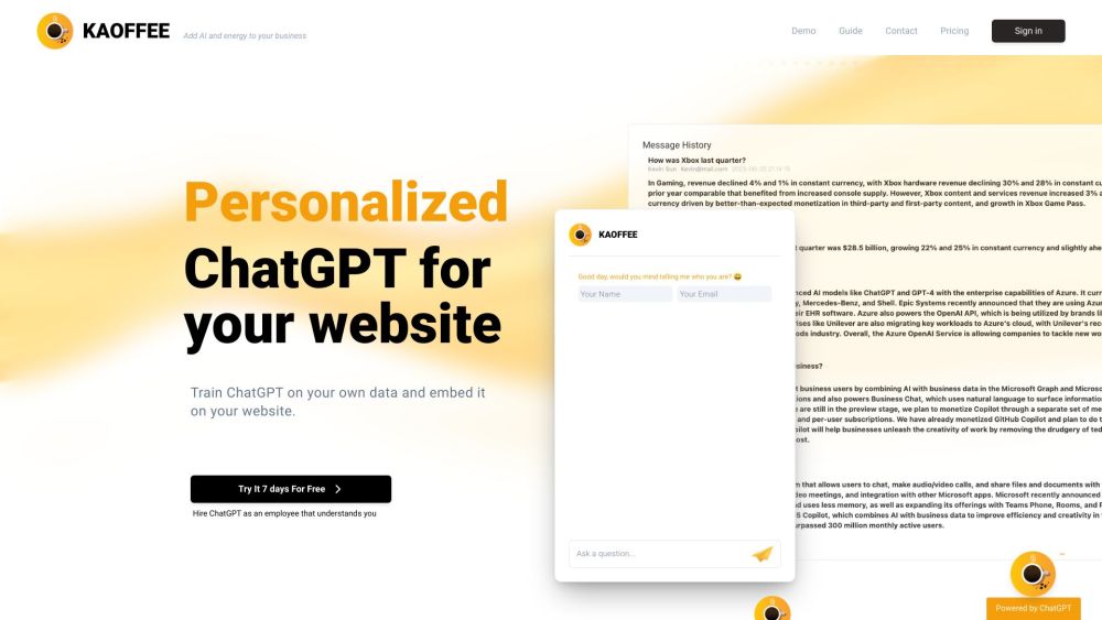 Kaoffee Home: AI-Powered ChatGPT for Personalized Business Support