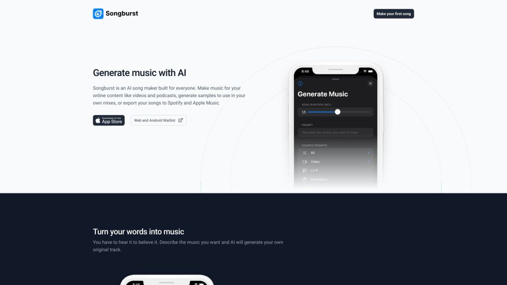 Songburst: AI-Powered Tool to Turn Your Words into Original Songs