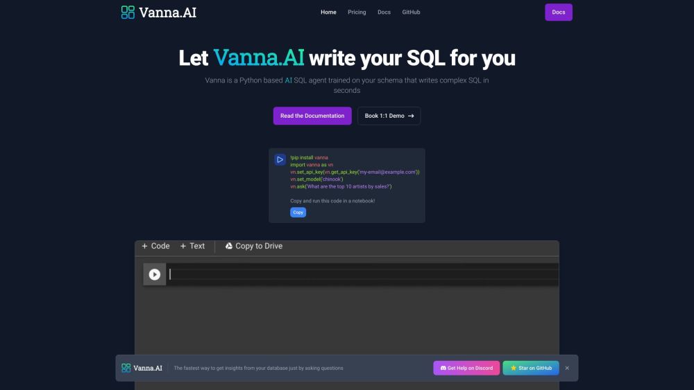 Vanna: AI Assistant for Generating SQL for Major Databases : Quick SQL Queries