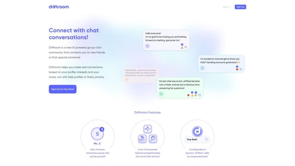 Driftroom: AI Chat for Real Connections, New Friends & Genuine Conversations