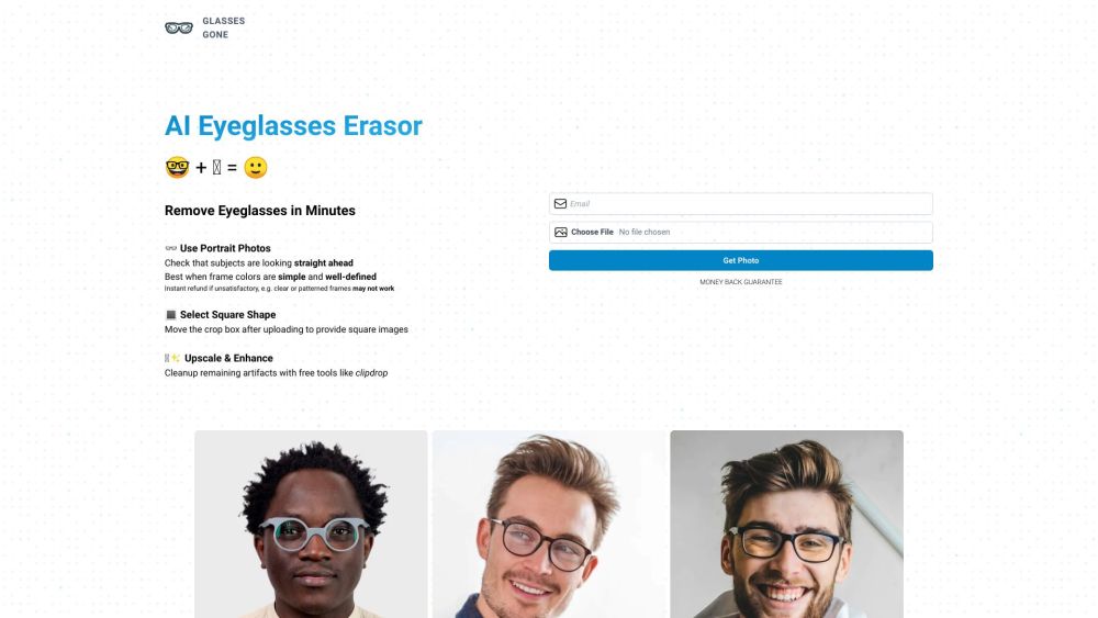 Glasses Gone: AI Eyeglasses Removal & Photo Enhancement Solution