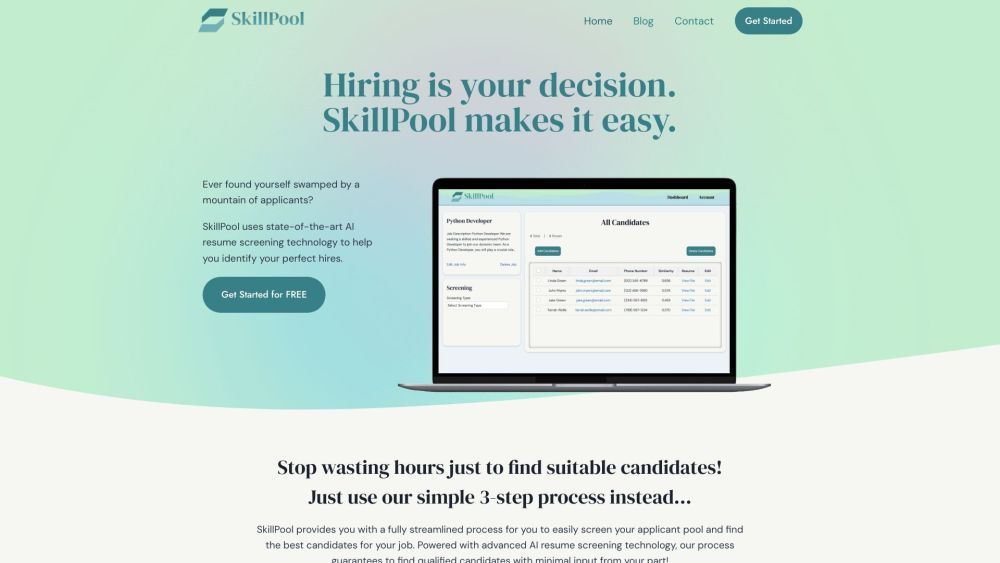 SkillPool: AI-Powered Resume Screening for Effortless Top Talent Hire