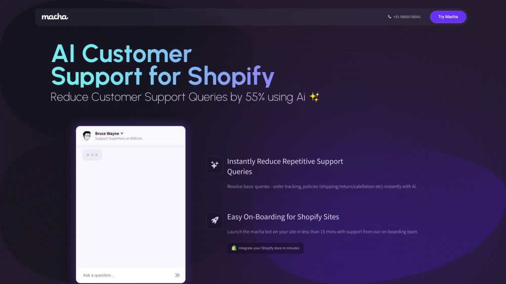 Macha: AI Chat Tool for Shopify Stores