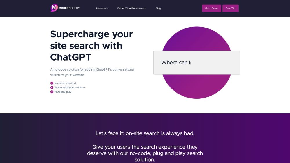 ModernQuery: No-Code Search + ChatGPT for Enhanced On-Site Search