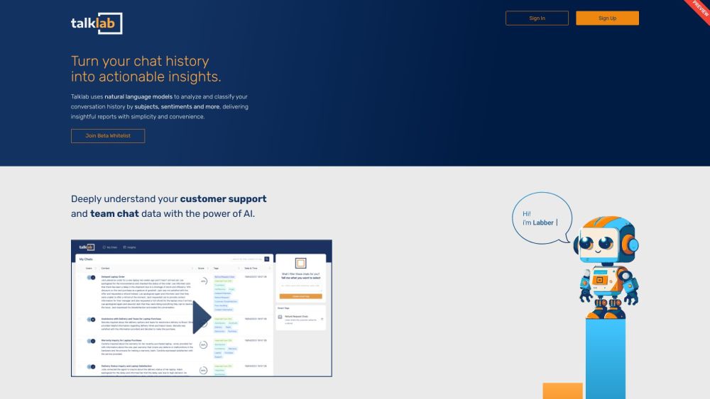 Talklab: AI Chat Analytics for Detailed Customer Insights & Reports