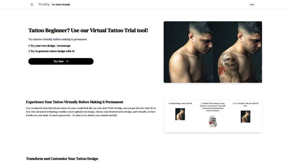 Tatship: Virtual Tattoo Preview & Design Tool for Beginners