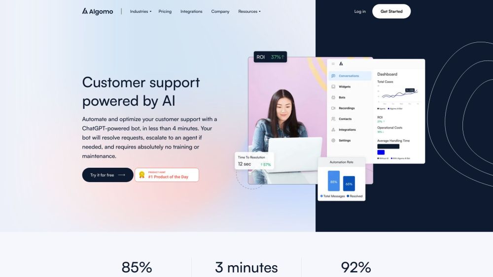 Algomo: ChatGPT Bot, No-Code Setup, Cuts Customer Queries by 85%