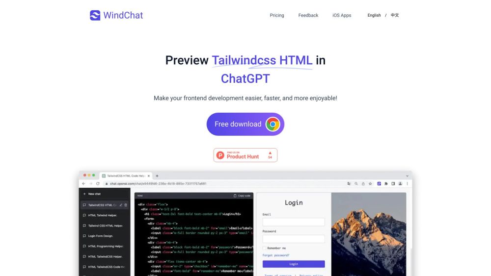 WindChat : Preview Tailwindcss HTML in ChatGPT Effortlessly