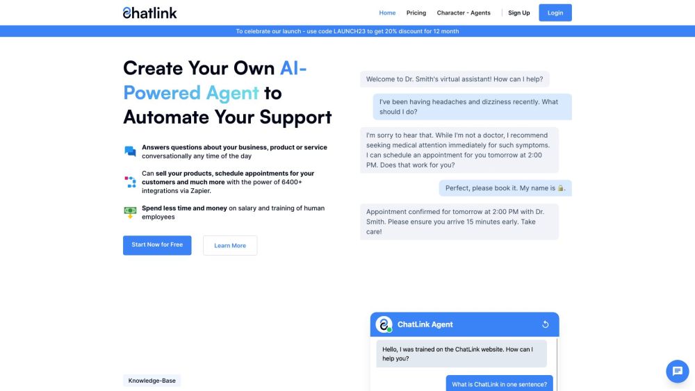 ChatLink: AI Support Agent, 24/7 Instant Answers, No Tech Skills Needed