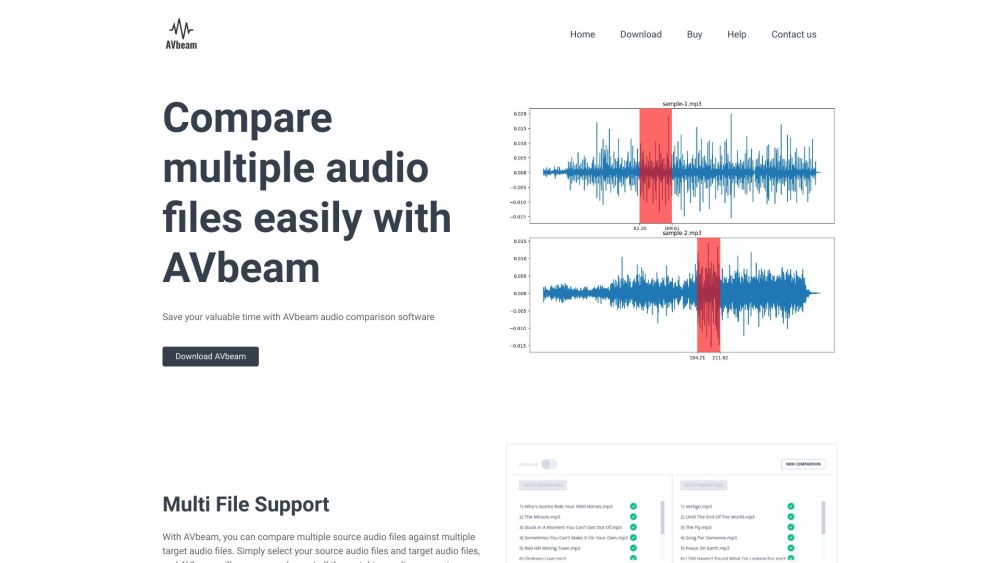 AVbeam: Compare Audio Files to Identify Matching Audio Segments