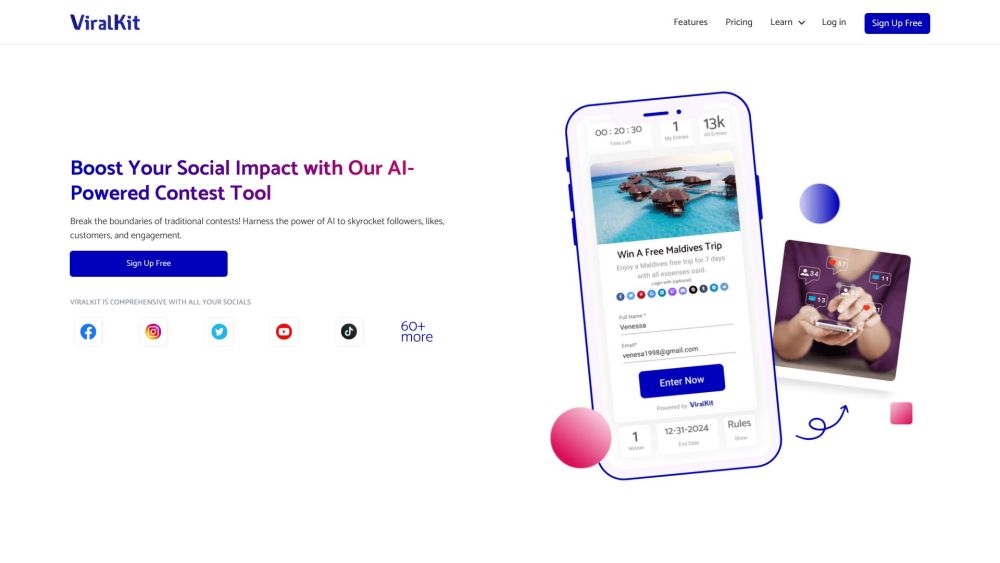 ViralKit: AI Contest Builder with 250+ Entry Methods & CRM Integration